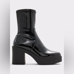 Aldo Upstep Black patent leather ankle booties
